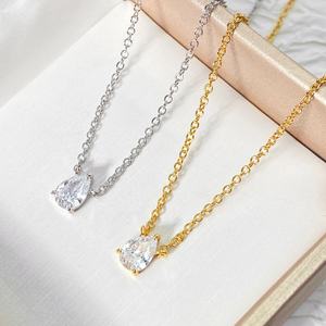 Collares de Moda al por Mayor para Mujer, Joyería Chapada en Oro de 18K, Collar con Colgante de Lágrima de Circonia Cúbica - Product Image 2