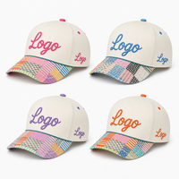 Casquette de baseball OEM à visière patchwork, certifiée CE, motif coloré, visière incurvée, 6 panneaux, en coton, style Dandy