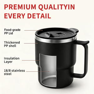 Nouvelle tasse carrée mignonne de 14 oz en acier inoxydable à <span class=keywords><strong>double</strong></span> paroi isolée sous vide pour enfants avec poignée et paille, logo et couleur personnalisables - Product Image 3