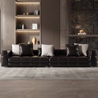 Premium-Produkt Italienischer Stil Echtes Leder Pflegeleicht Schlichte Linien Sofa Direktvertrieb Großhandelslieferung Foshan Fabrikproduktion
