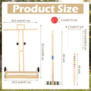 Customizable Foldable All Seasons <strong>Croquet</strong> Set Garden Lawn 6 Players Outdoor Sports Wooden Plastic <strong>Balls</strong> Carry Cart Package - Product Image 2