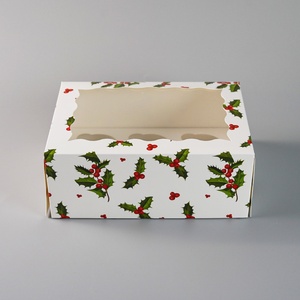 Custom Valentines Clear Cake and Cupcake Holder Box 2/4/6/8/12 Recyclable White Cardboard 350 Gsm <b>Boxes</b> for Cupcakes - Product Image 3