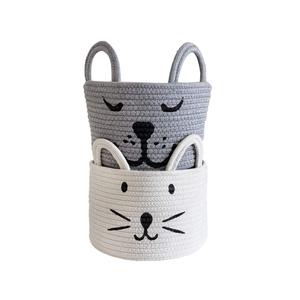 Woven Cotton Rope <strong>Storage</strong> Basket,2 Pack <strong>Cute</strong> Cotton Rope Baskets with Handle,Baby Nursery Organizer for Toy <strong>Storage</strong> <strong>Bin</strong> Salable - Product Image 1