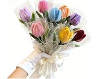 Buket Bunga Tulip Buatan Tangan yang Realistis dan Lembut dengan Desain Pipa Cleaner untuk Dekorasi Pernikahan Modern dan Meja Rumah