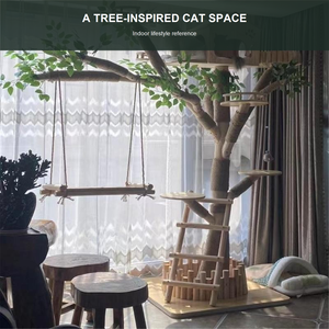 Solid <strong>Wood</strong> <strong>Cat</strong> <strong>Tree</strong> Large 2.5m Artificial Foliage <strong>Tree</strong> House Multi Layer <strong>Cat</strong> Climbing Frame Condo Swing Privacy Indoor Wholesale - Product Image 4