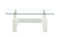 Table basse moderne en verre avec structure en acier inoxydable, design à panneaux, réglable, pour salon, mobilier de maison, garantie 1 an