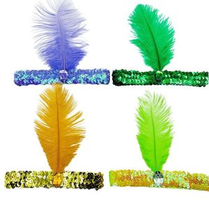 Serre-<span class=keywords><strong>tête</strong></span> <span class=keywords><strong>à</strong></span> plumes style Années 20 pour fête de carnaval, serre-<span class=keywords><strong>tête</strong></span> <span class=keywords><strong>à</strong></span> paillettes et plumes pour femme, coiffe élastique pour événement - Product Image 3