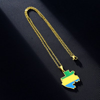 2025 vente en gros Logo personnalisé métal acier inoxydable drapeau du Gabon carte collier