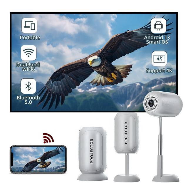 Electric Focus Mini TS6 OEM/ODM LCD LED Native 720P Beamer Smart Android 13 System Amlogic 950S Chip Portable WiFi 6 Projector