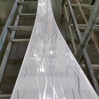 Plaques de plafond en PVC à motif de ligne argentée ondulée de 200 mm, effet vague d'eau, étanches, pour la décoration intérieure d'hôtel