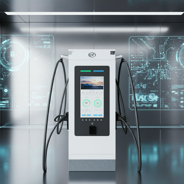 New EVI 120KW Fast Charger 32-Inch Ad Screen Interactive User Interface Digital Ad Platform Content Management System OEM/ODM