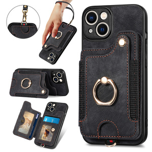 Custodia per telefono in pelle di lusso retrò con portafoglio magnetico con Slot per schede custodia per telefono per <span class=keywords><strong>iPhone</strong></span> 15 14 <span class=keywords><strong>13</strong></span> Pro Max - Product Image 1