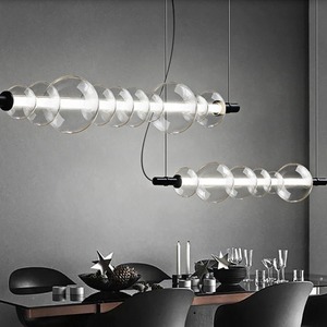 Lampadario a LED in Vetro a Forma di Nuvola per Soggiorno, Moderno e Semplice, Luce a Striscia Lunga, Design Minimalista, Lampada a Sospensione Nera per Ristorante e Caffè - Product Image 3