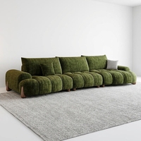 Canapé de salon minimaliste de luxe, design incurvé, assise profonde, tissu chenille vintage, bois massif, une place, adapté