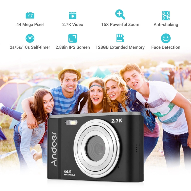 デジタルカメラ 36MP 4K撮影 16倍ズーム DC302 2.88インチ44MP16Xズーム2.7KフルHDデジタルカメラ子供
