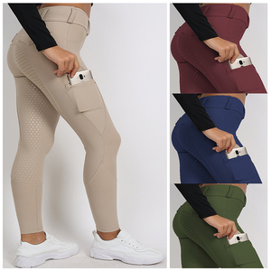 ผู้ผลิตกางเกงขี่ม้าซิลิโคนสีดำแบบดรอปชิป กางเกงขี่ม้ามีกระเป๋าใส่โทรศัพท์ ป้องกันขนร่วง กางเกงขี่ม้า - Product Image 2