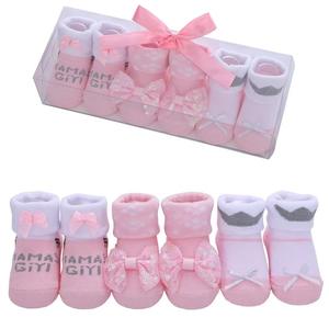 Toptan yenidoğan ucuz fantezi çiçek yaylar prenses Set pamuk erkek kız bebek çorap hediye kutusu - Product Image 1