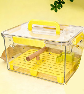 Jaula de Viaje Portátil Cuadrada Ecológica para Loros, Antiestrés, Semitransparente, para Uso en Interiores y Exteriores, Suministros para Aves - Product Image 4