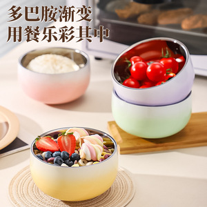 Tazón de acero inoxidable 304 con degradado de colores, aislante del calor y antiescaldaduras para uso doméstico en la cocina. - Product Image 2