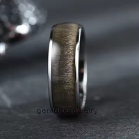 Gentdes Jewelry New Design Men Rings 8mm High Polished Comfort Fit Bird Eye Maple Inlay Tungstène Ring