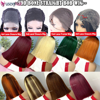 Peluca Bob Corta al por Mayor 5x5 de Cabello Virgen Doble Trama con Encaje Transparente y Cabello Humano Liso SDD
