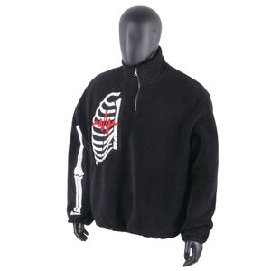 Veste en molleton sherpa à fermeture éclair surdimensionnée avec broderie personnalisée TOPSHOW pour hommes - Product Image 1