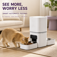 Distributeur automatique de nourriture pour animaux de compagnie intelligent avec caméra et contrôle à distance par application WiFi, surveillance vidéo en direct, pour chats et chiens