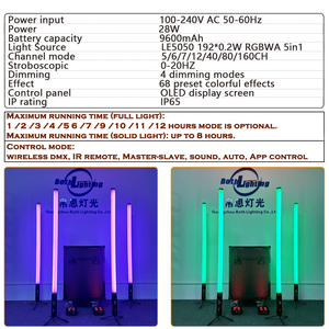 BOTHLIGHTING Tubo <span class=keywords><strong>LED</strong></span> a 360 Gradi IP65 Wireless DMX a Batteria Pixel Full Color per Matrimoni DJ Eventi Effetti Scenici - Product Image 5