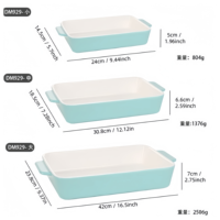 Plat à four en céramique à double poignée de style européen |   Ustensiles de cuisine antiadhésifs compatibles four, micro-ondes et lave-vaisselle |   Moule à pâtisserie rectangulaire pour la maison et la boulangerie