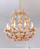 Lustre suspendu MEEROSEE MD98060 en or rose, élégante rose de plafond en forme de fleur rose pour la maison et le bureau
