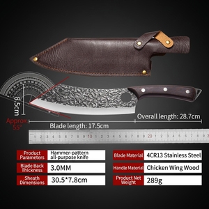 Ensemble de 6 couteaux de cuisine serbes forgés à la main, en acier à haute teneur en carbone, avec manche intégral, pour boucher, désosser et découper la viande (BBQ) - Product Image 4
