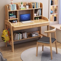 Bureau convertible moderne en bois massif avec bibliothèque intégrée pour bureau à domicile et apprentissage des enfants