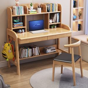 Escritorio de Madera Maciza con Librero, Combinación de Escritorio Simple para Computadora, para el Hogar, para que los Niños Aprendan a Escribir - Product Image 1