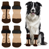 Chaussettes antidérapantes pour chien en coton, avec attaches velcro, respirantes, 4 pièces, pour petits chiens, empêchent de lécher