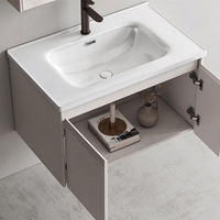 Meuble de salle de bain moderne en PVC avec miroir LED intelligent anti-buée, unité de salle de bain en gros