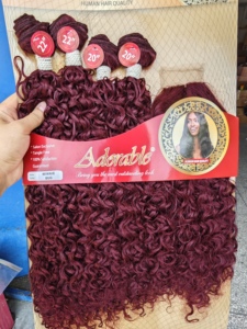 Adorabili extension sintetiche <span class=keywords><strong>WINNIE</strong></span> Deep Kinky Curly con chiusura in pizzo 4x4, resistenti al calore, senza grovigli, 20-22 pollici per donne di colore - Product Image 4
