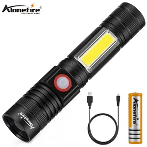 AloneFire X580 T6 LEDコブ懐中電灯ズーム屋外釣りキャンプランタン家庭用照明トーチ18650充電式バッテリー