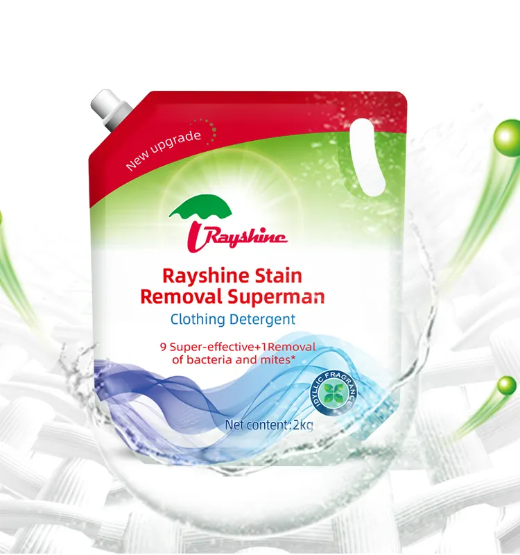 Rayshine individueller 9+1 Kleidungsstoff konzentriertes Reinigungsmittel Wäsche reinigung flüssiger Wildfeld-Duft 2000 g