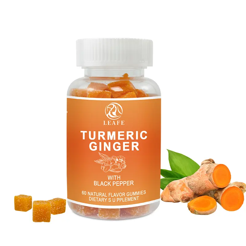 Organic Turmeric and Ginger Gummies Supplement Turmeric Curcumin vegan Gummies With Ginger & Black Pepper