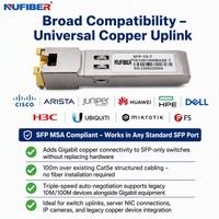 Módulo de Cobre SFP RJ45 10/100/1000Mbps 1.25G 1000BASE-T CAT5 UTP FTTX IP Ampliamente Compatible con Certificados RoHS CE FCC POE 4G