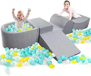 Multifunktionale weiche Schaumstoff-Kletterblöcke und Ballloch für Kleinkinder Indoor-Krawhlen, Rutschen und Spielen