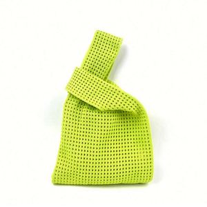 Knitted Women Knitting Hollow Handbag Purse Fur Handmade Crochet Knot Wrist Tote Bag - Product Image 1