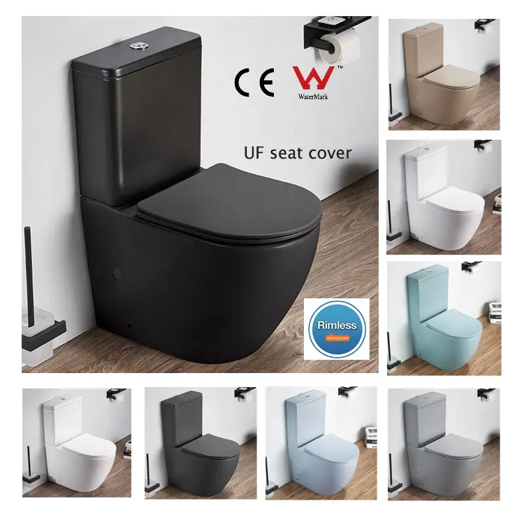 Moderne Matte Kleur Sanitair Europese Keramische Waterkast Tweedelige Randloze Wc Badkamer Toilet