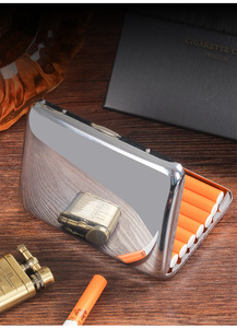 Étui à cigarettes finition miroir 18 bâtons boîte à fumer en métal Portable Durable étanche porte-cigarettes pour hommes - Product Image 4
