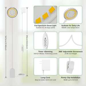 Full spectrum clip on lamp Indoor flowering <b>plant</b> <b>light</b> USB powered grow <b>light</b> Timer <b>plant</b> lamp for <b>plants</b> - Product Image 2