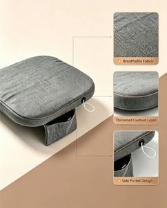 Square Gray Heated Seat <b>Cushion</b> <b>Memory</b> <b>Foam</b> Filling Removable Washable Cover Fast Heating Graphene Heating <b>Cushion</b> For Multiuse - Product Image 6