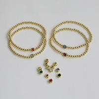 Bracelet élastique ajustable en laiton avec perles carrées de 4 mm, pierre de naissance du mois de décembre, style tendance, cadeau pour petite amie