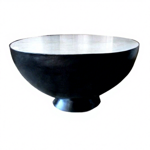 Meubles de salon portables industriels et vintage, table basse ronde en métal rouillé noir avec plateau en bois - Product Image 1