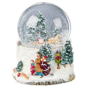 OEM al por mayor de la resina de invierno Navidad pueblo miniatura bola de nieve decoración globo de agua Navidad blanco globo de nieve - Product Image 2