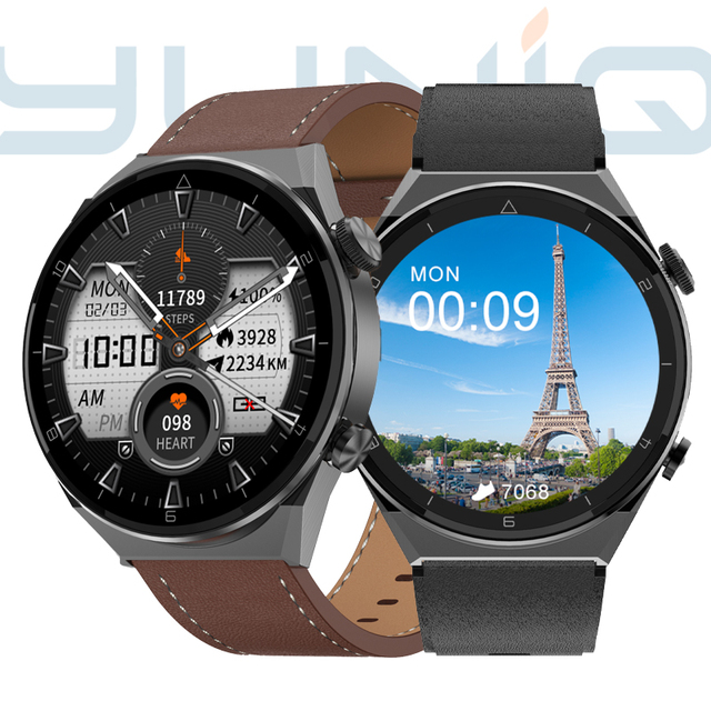 Yuniq Smart Watch IP68 Waterproof 1.45-Inch Full Screen 412x412 Resolution Wireless Charge NFC Sleep Tracker Silicone DT3 Pro